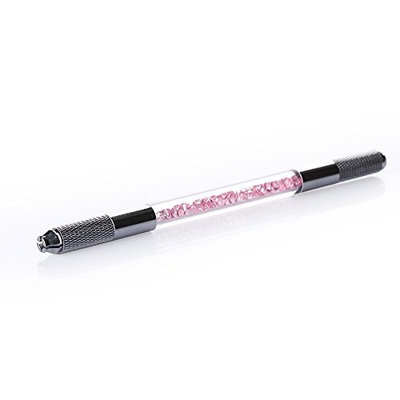 Yimart Pink Acrylic Permanent Embroidered Microblading Tattooing Pencil Eyebrow Makeup Eyebrow Tattoo Pen Both Head Can Be Used