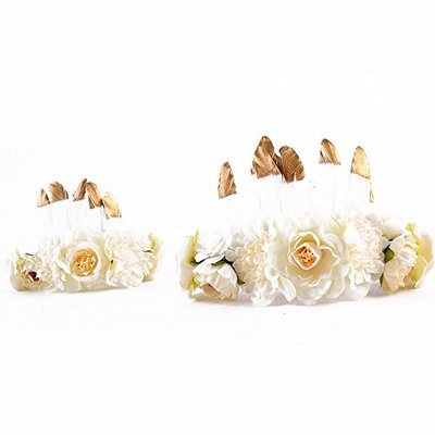 Mom and me feather flower headdress Summer Style Mommy and child Matching Garland Hair Accessories