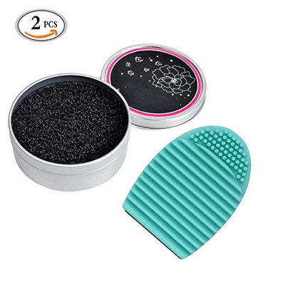 Makeup Brush Cleaner Kit Brush Color Removal Sponge Dry Makeup Brush Quick Cleaner Sponge Removes Shadow Color Switch To Next Color Cosmetic Clean Tools with Silicone Brush Cleaning Egg