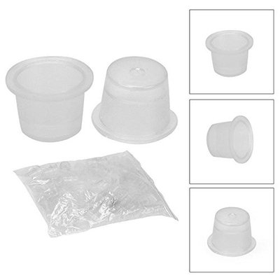 VideoPUP(TM) 100pcs Medium Size 16mm White Plastic Disposable Tattoo Ink Holder Cups Caps Pigment Supplies