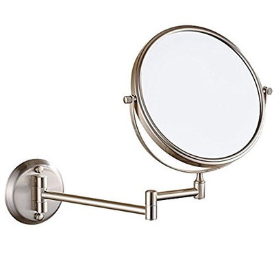 LeHang Double Sided Wall Mounted Makeup Mirror with 7x Magnification,8 inch,Nickel brushed L1306,Nickel Brush (8in,7x)