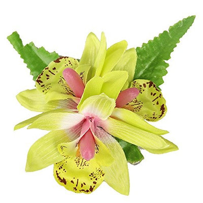 YOUBAMI Hawaiian Orchid Flower Hair Clips Hair Barrette And Pin For Bridal Wedding Party Beach Festivals Women Girls Accessories Pack Of 2 Pcs