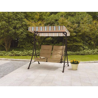 Keysheen Industry shanghai Co., Ltd. Mainstays Richland Landing 2-Seat Swing with Pullout Ottomans
