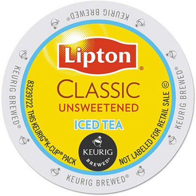 Keurig Lipton Classic Unsweetened Iced Tea K-Cups, 96/Carton