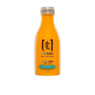 Teenology 'Be in the Clear' Body Wash for Teens - Tropical Orange - AVOID BREAKOUTS! - Sulfate Free - Paraben Free - Contains Natural Botanicals - Cruelty Free - Made in USA - 16 oz.