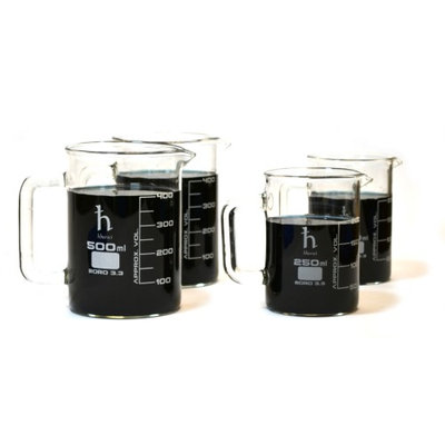 Eisco Beaker Mugs, Borosilicate, (2) 500mL Capacity and (2) 250mL Capacity