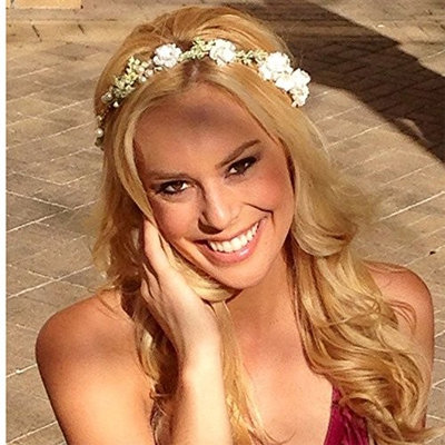 RQJ Woman Flower Headbands Crown Wedding Pearl Bridal Hair Wreath Floral Girls Halo Garland Party