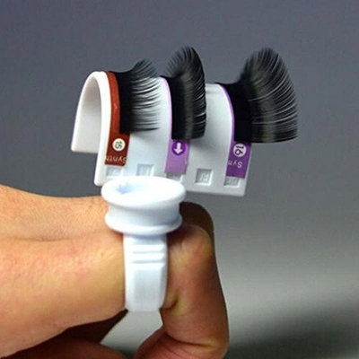 (Lash Pallet+Ring) 2 pcs/set Eyelash Extension Glue Ring Adhesive Eyelash Pallet Holder Set Makeup Kit Tool Make up