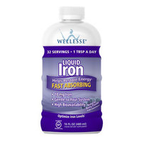 Wellesse Liquid Fast Absorbing Iron Supplement, Natural Berry Flavor - 16 oz, 6 Pack