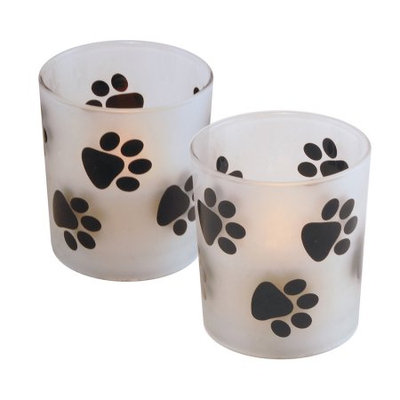 LumaBase LED Glass Paw Print Candles