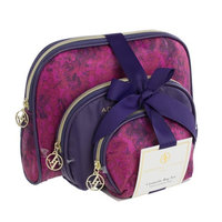 Adrienne Vittadini Set of 3 Dome Cosmetic Cases Purple Damask