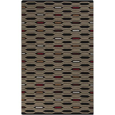 2.5' x 8' Honeycomb Bliss Tan and Burgundy Hand Woven Wool Area Throw Rug