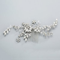 Silver Rhinestones and Crystal Wedding Combs Handmade Jewelry for Bridal