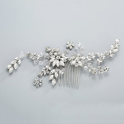 Silver Rhinestones and Crystal Wedding Combs Handmade Jewelry for Bridal