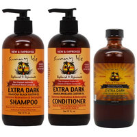 Sunny Isle Extra Dark Extreme Hydration & Detangling Shampoo + Conditioner + Oil 8oz 'Combo' w/Free applicator