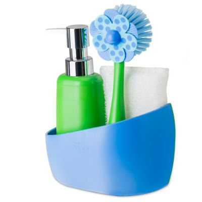 Sink Side Set Soap Dispenser with Caddy in Blue