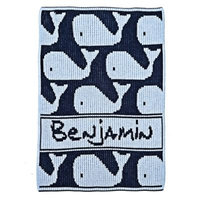 Many Whale Stroller Blanket in Blue