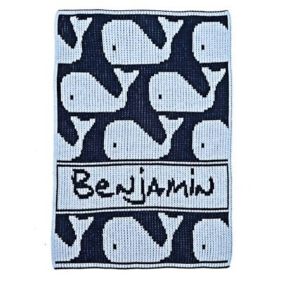 Many Whale Stroller Blanket in Blue