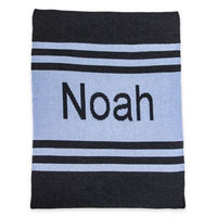 Pin Strip Stroller Blanket in Blue/Charcoal