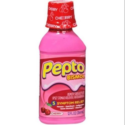 Pepto-Bismol Liquid For 5 Symptom Relief Cherry 12 OZ (PACK OF 2)