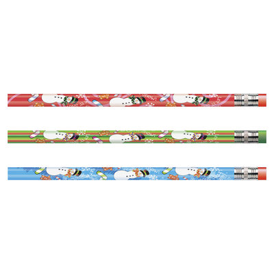 Moon Products Decorated Wood Pencil, Snowman, HB #2, Assorted, Dozen