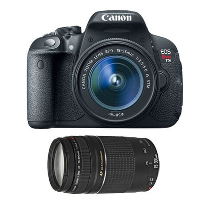 Canon EOS Rebel T5i 18 Megapixel Digital SLR Camera (Body with Lens Kit) - 18mm - 55mm (Lens 1), 75mm - 300mm (Lens 2) - 3 Touchscreen LCD - 3.1x/4x Optical Zoom - 1920 x 1080 Video - HD Movie Mode
