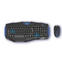 E-blue, Lnc E-Blue Cobra Reinforcment-Iron Gaming Keyboard + Mouse Combo Set - USB Cable Keyboard - 104 Key - Black - USB Cable Mouse - Optical - 1600 dpi - 6 Button - Scroll Wheel - Black