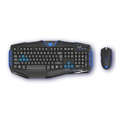 E-blue, Lnc E-Blue Cobra Reinforcment-Iron Gaming Keyboard + Mouse Combo Set - USB Cable Keyboard - 104 Key - Black - USB Cable Mouse - Optical - 1600 dpi - 6 Button - Scroll Wheel - Black