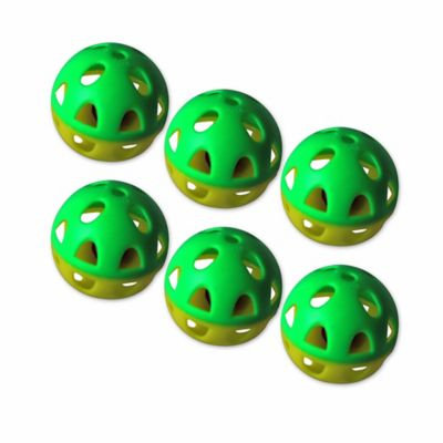 J & J International 6 Pack Two-tone plastic ball with bell - Yellow/Green Pattern - 6 Pieces