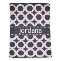 Butterscotch Blankees Circles Stroller Blanket in Pale Pink/Charcoal