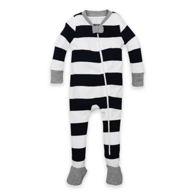 Burt's Bees Baby® Size 24M Rugby Stripe Organic Cotton Footed Pajama in Navy