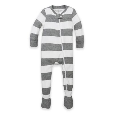 Burt's Bees Baby® Size 18M Rugby Stripe Organic Cotton Footed Pajama in Grey