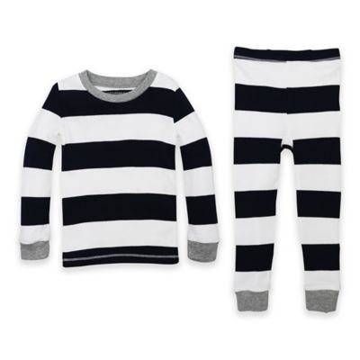 Burt's Bees Baby® Size 3T 2-Piece Rugby Stripe Organic Cotton Pajama Set in Navy