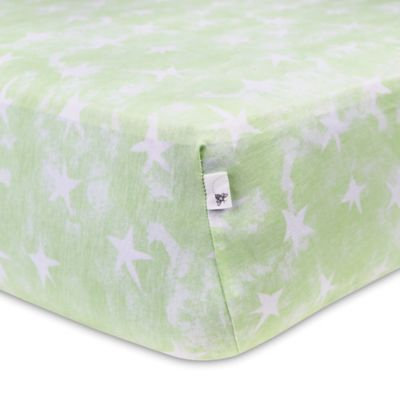 Burt`s Bees Burt's Bees Baby Organic Watercolor Stars Fitted Crib Sheet, Green One Size
