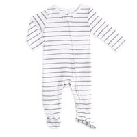 Aden® by Aden + Anais® Size 6-9M Zip-Front Stripe Footie in Grey/White