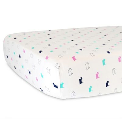 Hello Spud Organic Cotton Jersey Scottie Polka Dot Fitted Crib Sheet in Pink