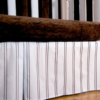 Go Mama Go Designs® Striped Crib Skirt in Blue/Chocolate