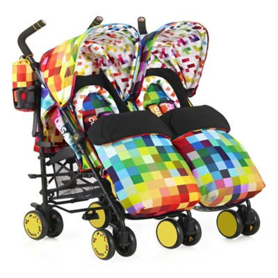 Cosatto Supa Dupa Double Stroller in Pixelate Multi