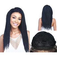 Synthetic Braided Lace Front Wig (African American Braid Wigs) Black Color (22 inch)