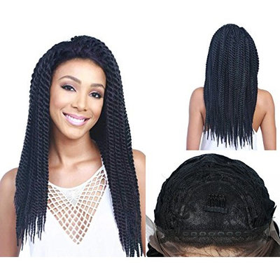 Synthetic Braided Lace Front Wig (African American Braid Wigs) Black Color (22 inch)