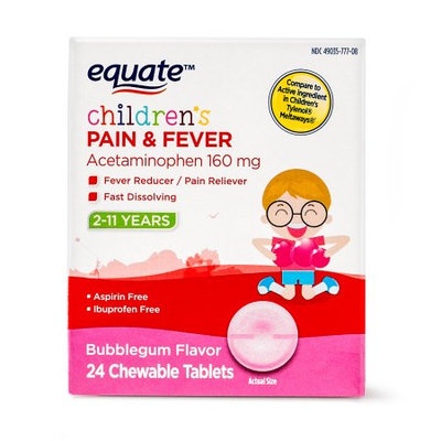 Wal-mart Stores, Inc. Equateâ ¢ Children's Pain & Fever Bubblegum Flavor Chewable Tablets 24 ct Box