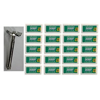Double Edge Safety Razor + Derby Extra Double Edge Blades, 5 ct. (Pack of 20) + FREE Schick Slim Twin ST for Dry Skin