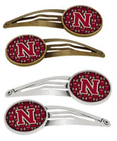Letter N Football Garnet and Gold Set of 4 Barrettes Hair Clips CJ1078-NHCS4