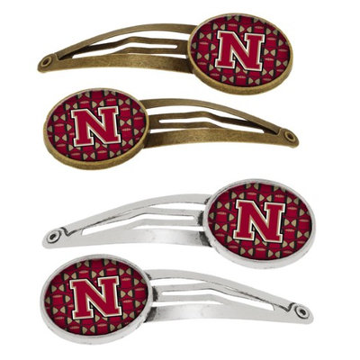 Letter N Football Garnet and Gold Set of 4 Barrettes Hair Clips CJ1078-NHCS4