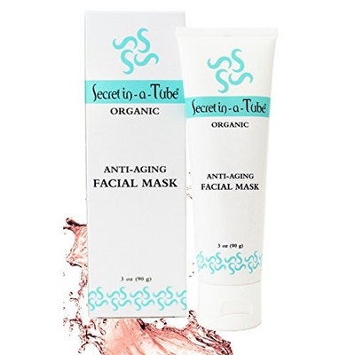 Secret in-a-Tube Organic Anti-Aging Facial Mask- Anti-Acne, Clay & Botanical Detox Mask- Reduces Pores, Wrinkles, Acne Scars- Hyaluronic Acid, Aloe, Jojoba, Red Algae, Neem, Daisy, Moringa