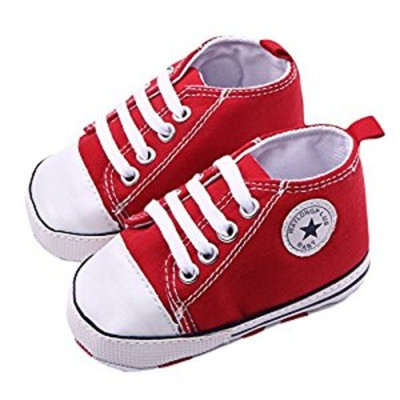 WAYLONGPLUS Infant Cute Canvas Sneaker Toddler Prewalker Anti-skid Soft Trainer Shoes (Red, Size 11)