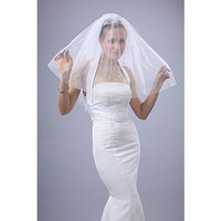 2T White Elbow Plain Cut Edge Wedding Bridal Veil