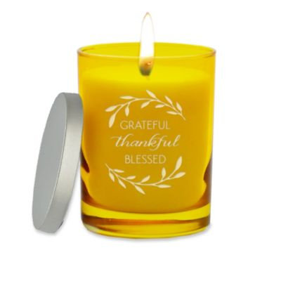 Carved Solutions Gem Collection Unscented Thankful Grateful Soy Wax Candle in Citrine