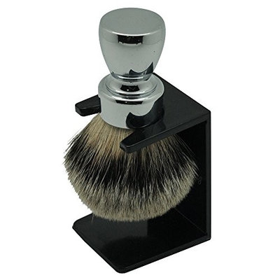 Handmade Manchuria Bagder Hair Brush Chrome Metal Handle OEM by Frank Shaving Free Drip Stand Includ