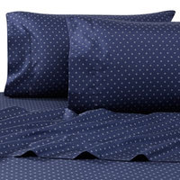 Casual Living Campus Benzoyl Peroxide-Resistant Swiss Cross Print Twin XL Sheet Set in Navy